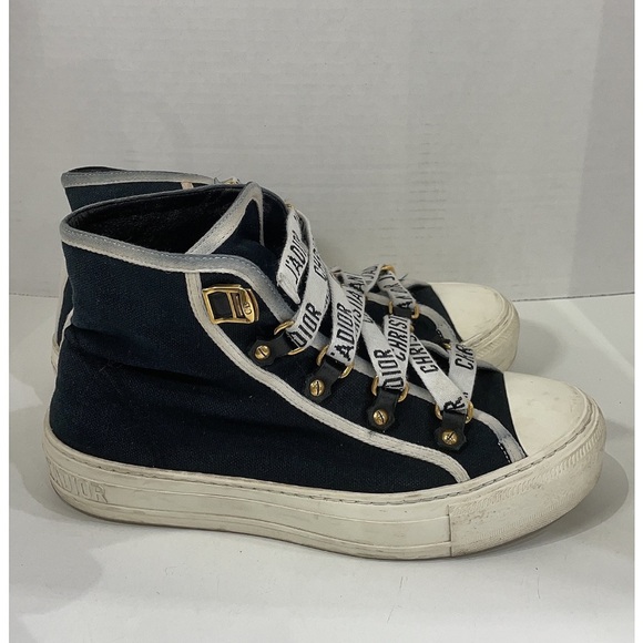 Christian Dior // Walk ‘n Dior High-Top Sneakers in Black and White - Picture 4 of 12